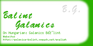 balint galanics business card